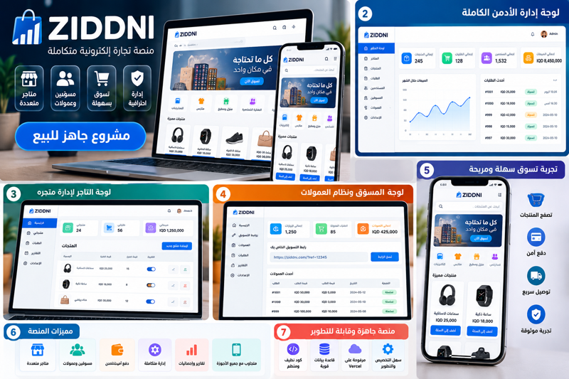 منصة ZIDNI للتجارة الإلكترونية جاهزة للبيع — ميسان
